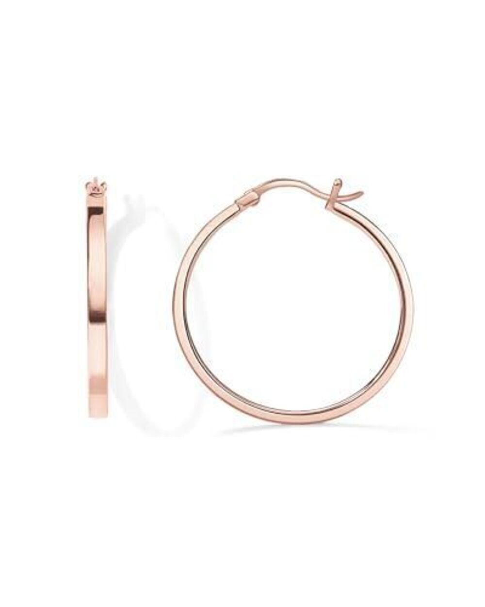 1291 18K Rose Gold Vermeil 925 Sterling Silver Post Lightweight Hoops